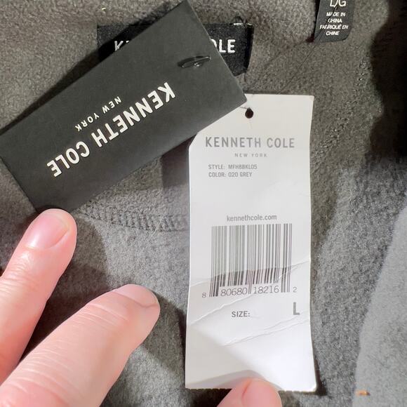 Kenneth Cole New York Fleece Full Zip Jacket Men's Large Black Contrast Puffer - Picture 4 of 14